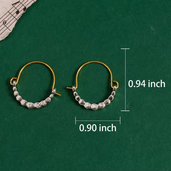 Zinc & Gold-toned Flat Metal Bead Hoop Earrings - Picture 3 of 4